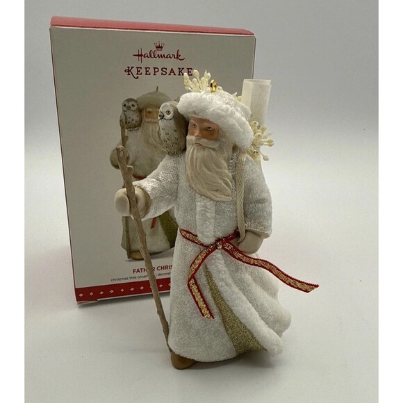Vtg 2015 Hallmark Father Christmas w Owl Ornament 12th Series Santa Box White - Picture 7 of 15